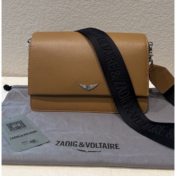 ZADIG & VOLTAIRE Lolita Wings Grained Leather Crossbody Bag Brown NWT $448 - Picture 1 of 11